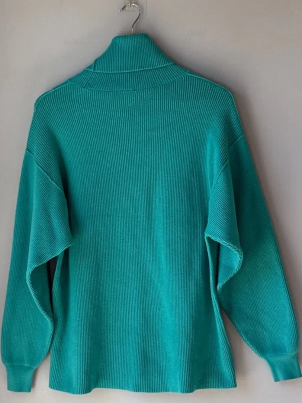 Free People Teal Ribbed Turtleneck Sweater